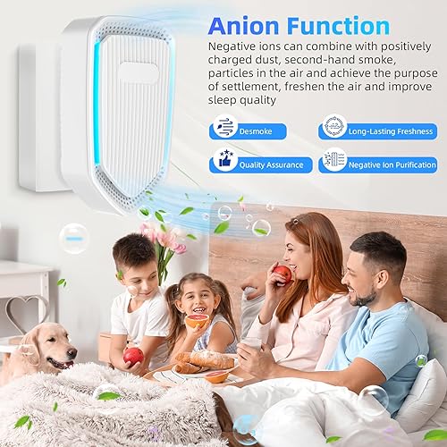 Miniatura 9 de Purificador de aire enchufable, ambientador silencioso para cocina, dormitorio, oficina, ionizador de aire para el hogar, mini limpiador de aire