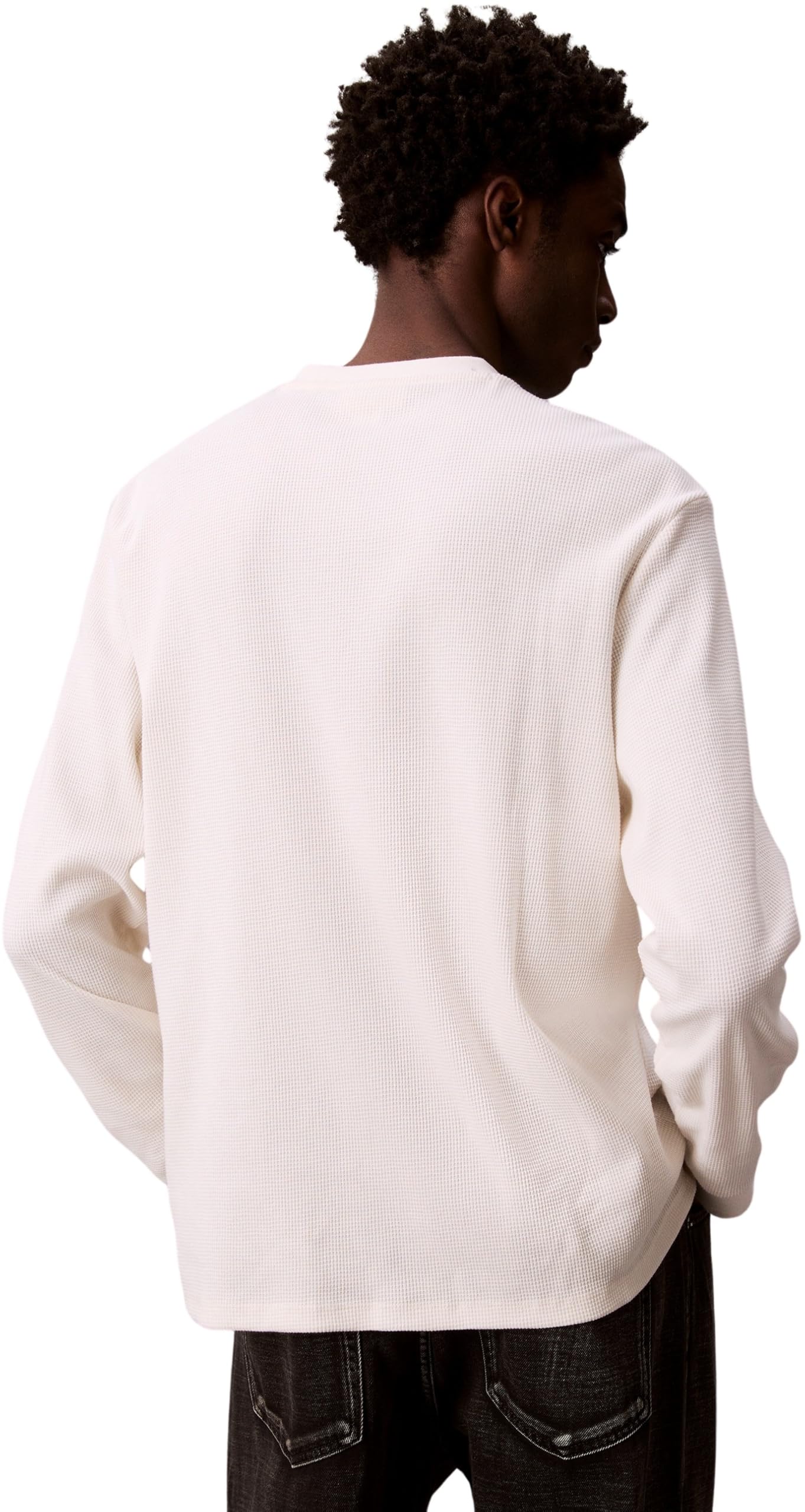 Calvin Klein Jeans Tee Shirt Manches Longues Waffle Badge Crew Yas Tofu