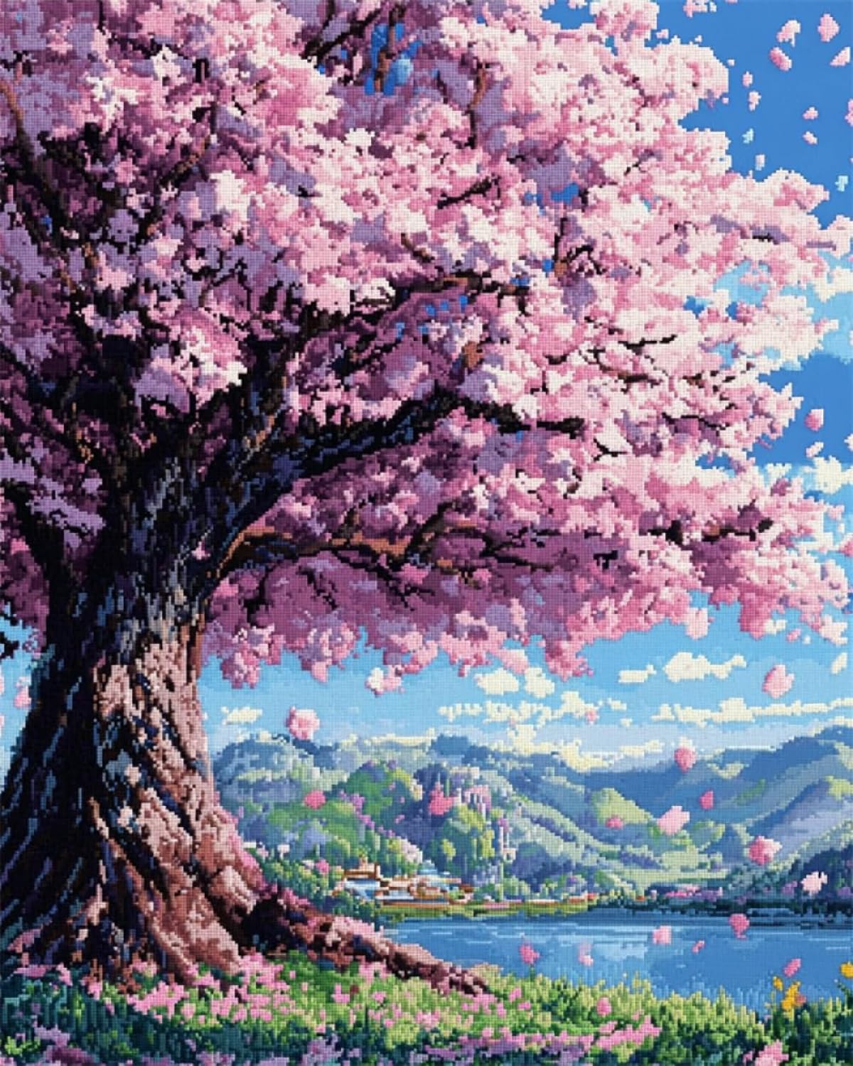 Axiangzik C N.lanshan Diy Latch Hook Kits For Adults Anime Flower Tree Scenery Diy Rug Making Kits For Beginners Tapestry Set Embroidery Arpet Doormat Gift 80X115cm