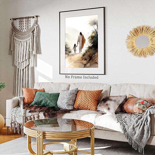 Vista 28 de Arte de pared de acuarela de Jesús, pintura en lienzo cristiano, imágenes de las Escrituras, decoración de pared, póster con versículos bíblicos