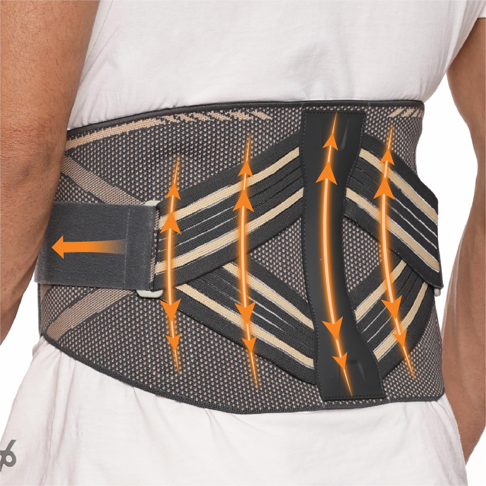 LUMOV Unisex Lumbo Sacral Belt Ultima for Back Pain Relief, Dual Adjustable Belt, Spine Alignment, Removable Support Mechanism, Posture Corrector with Premium Breathable 4D Knitted Fabric, L Size