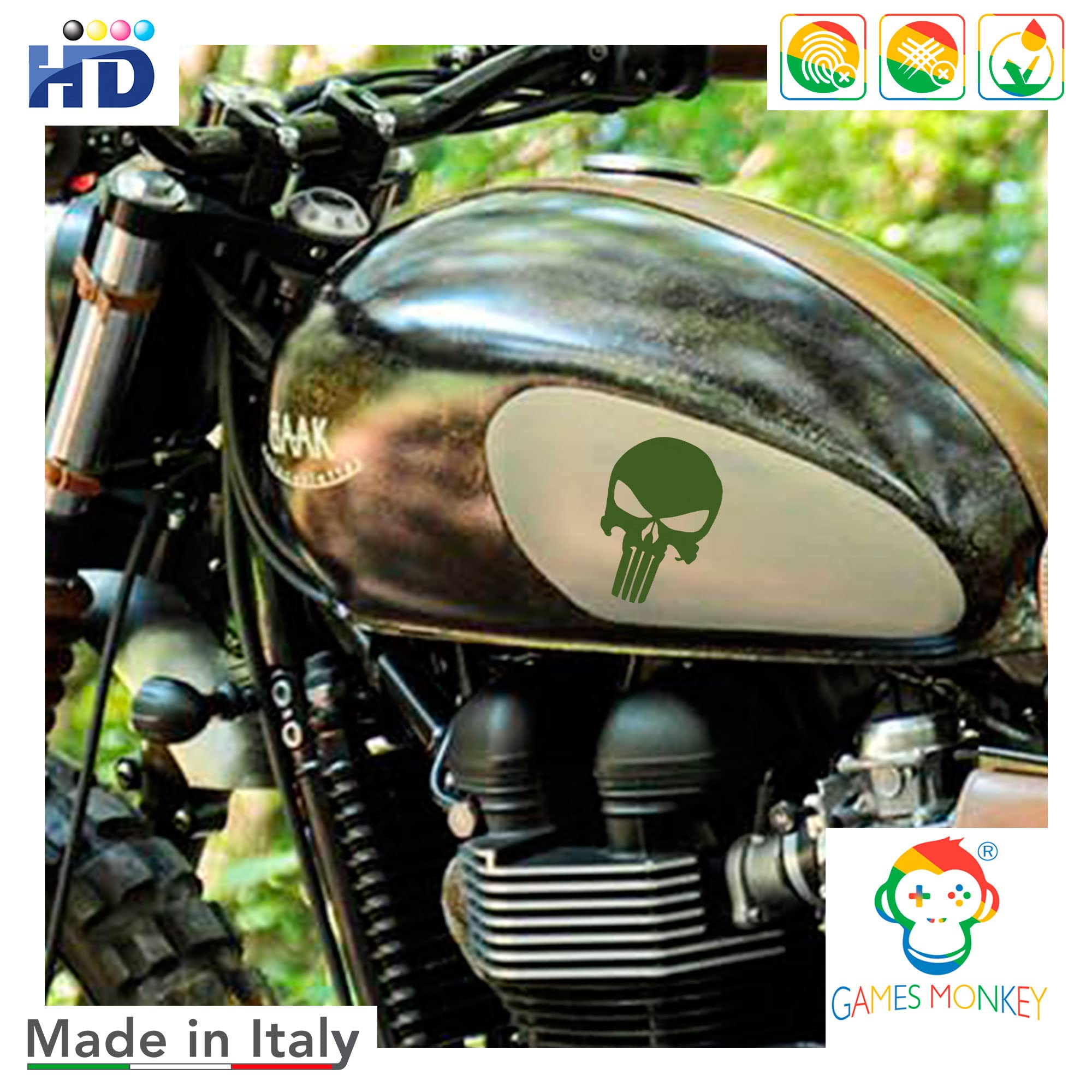 Adesivi Cranio 10 Pezzi per Auto o Moto - Teschio - 3 dimensioni. Auto Moto Bici Monopattino (Nero)