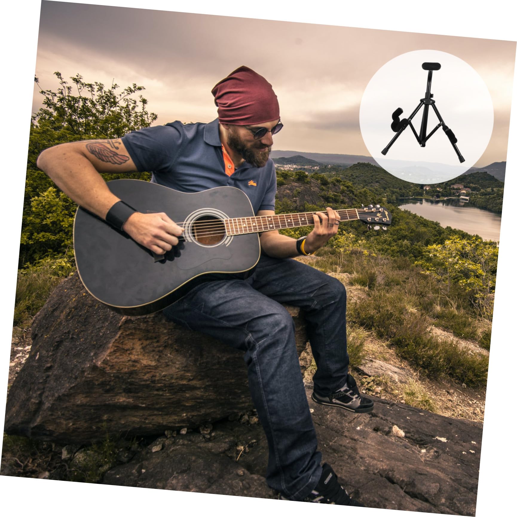 BESPORTBLE 1pezzi Supporto per Strumenti Musicali Scaffale Portaoggetti per Chitarra da Pavimento Realizzato in Ferro e Gomma Fissaggio Stabile Dimensioni Compatte Adatto per Chitarra