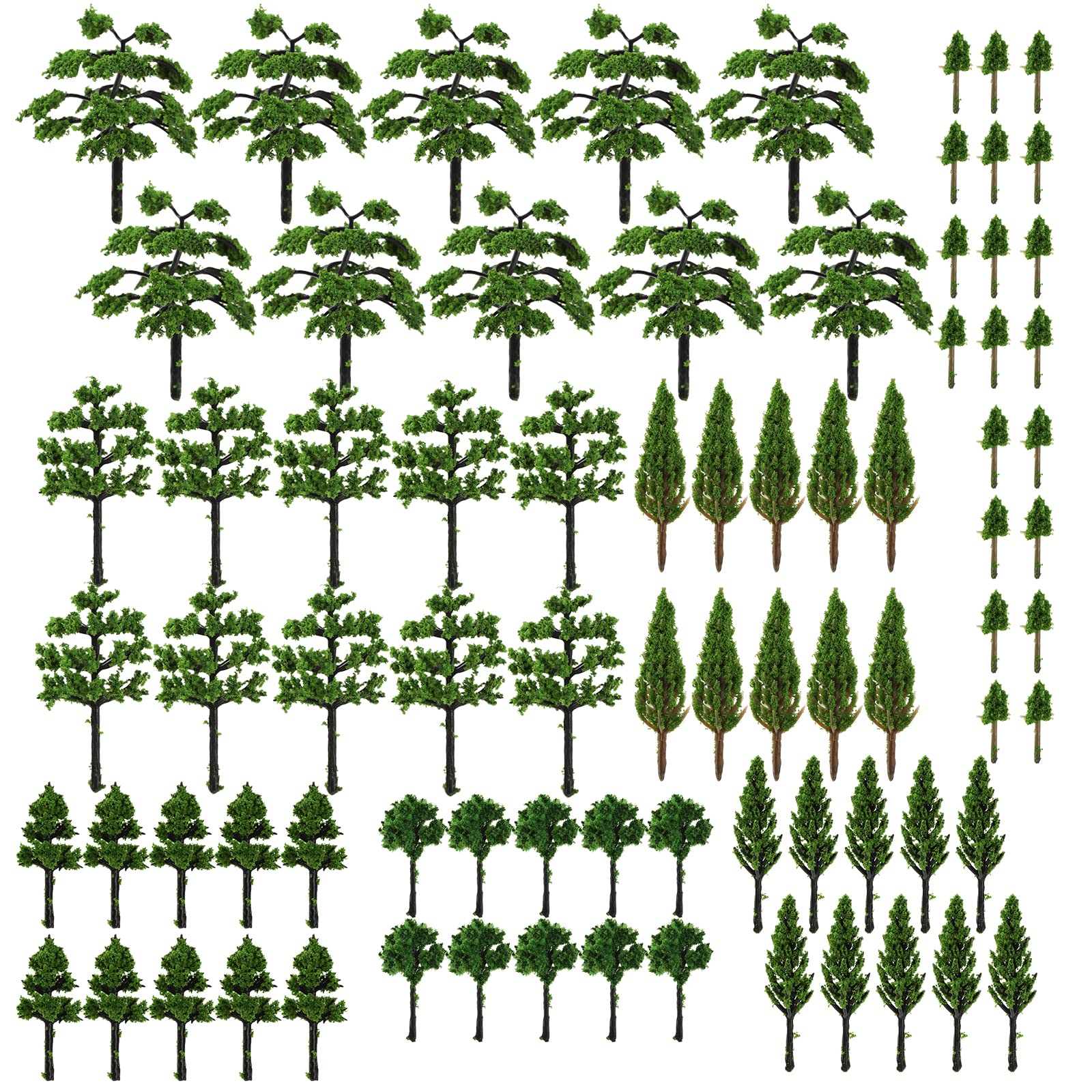 Lyellfe 80 Pieces Model Trees, 1-2.7 inch Mixed Model Tree