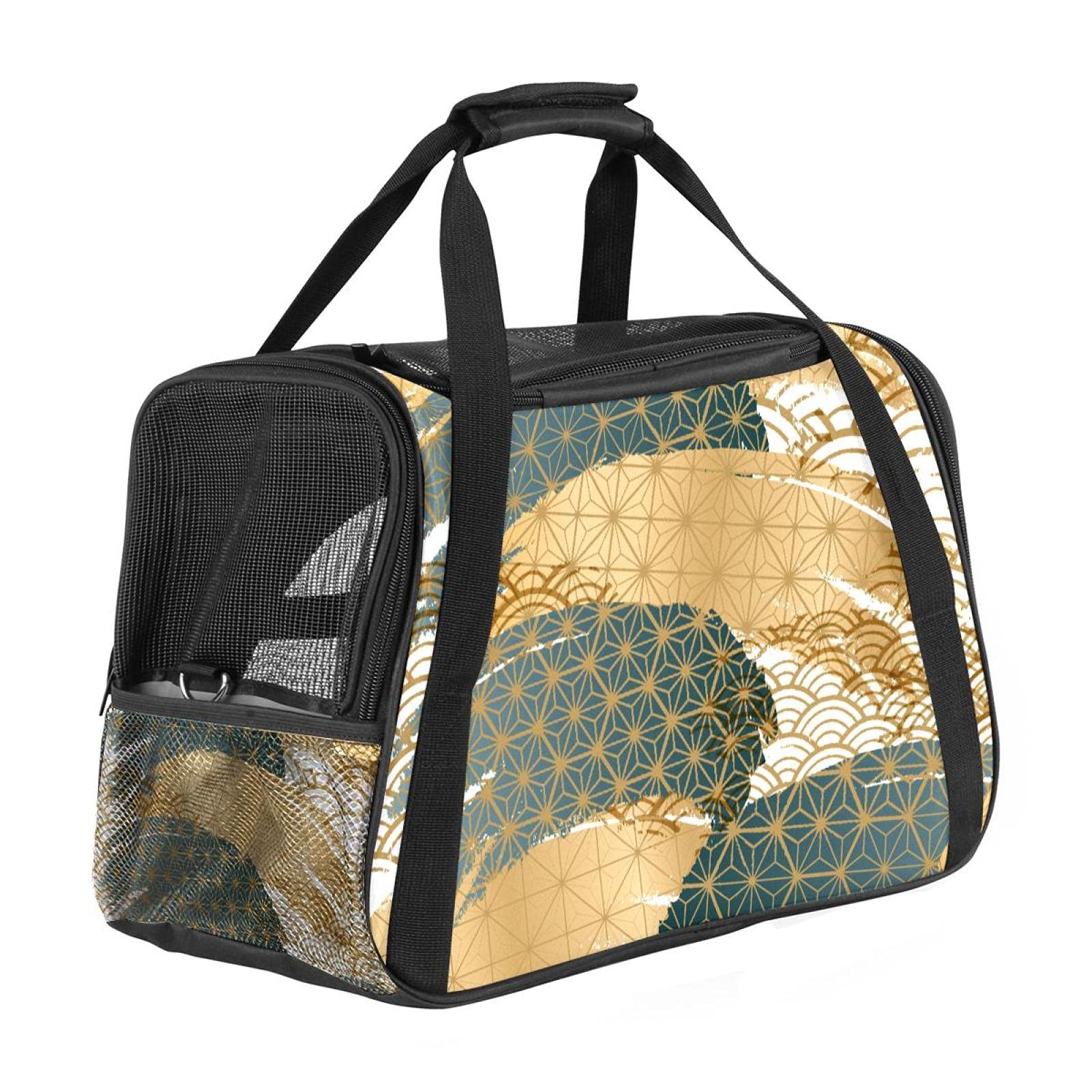 Sac de transport pliable en maille pour animaux motif collage japonais