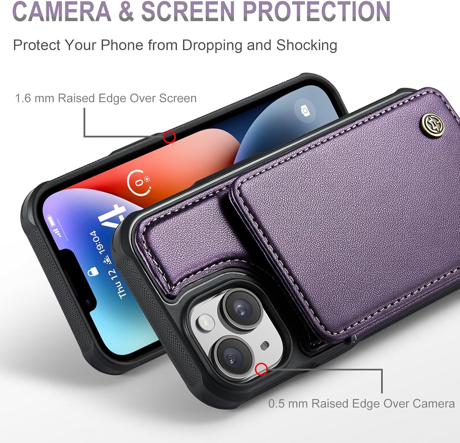 Vinich for iPhone 14 Wallet Case with Card Holder, RFID Blocking Credit Slots Kickstand Shockproof Phone Cover Fit for iPhone 14 6.1" Purple - Image 3