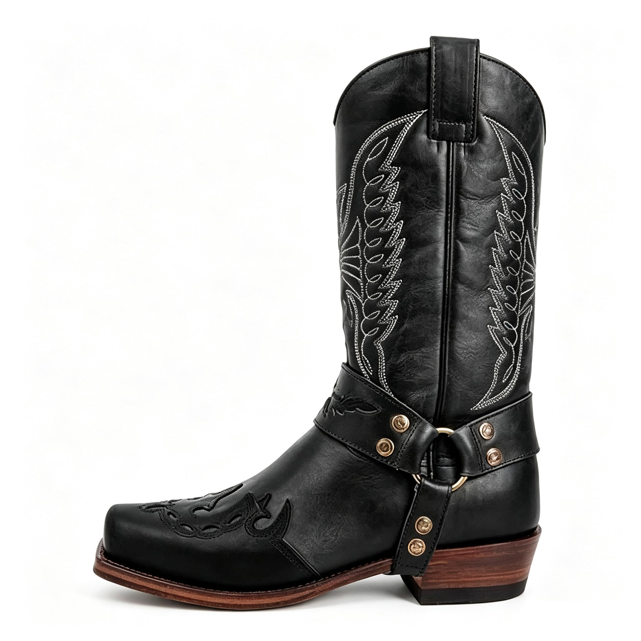 Generisch Cowboystiefel Herren Damen Leder, Cowboyboots Westernstiefel Cowboy Stiefel Klassisch Mittelalter Schuhe Winter Reitstiefel Cow Boy Western Stiefeletten Hoch Lederstiefel Festival