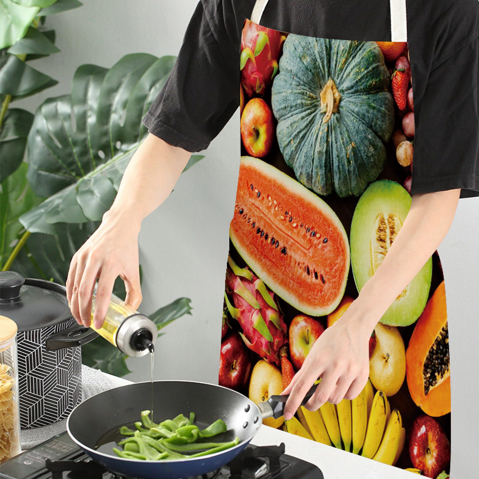 Delantal De Lino Sin Mangas Para Hombres Y Mujeres, Delantal De Cocina Con Estampado De Especias Y Frutas Vegetales, Delantal Resistente A Las Manchas Para Hornear, Restaurante, Camarero, Chef, U