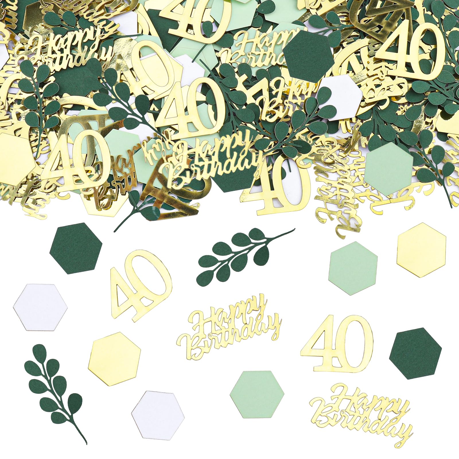 ALEGRE 300 stuks confetti 40e verjaardag decoratie groot 2,4-5 cm, decoratie 40e verjaardag vrouw man groen, glitter strooidecoratie 40e verjaardag decoratie, tafeldecoratie 40e verjaardag mannen