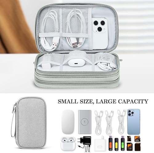 Miniatura 6 de FYY Organizador electrónico, organizador de cables de viaje, bolsa de transporte para accesorios electrónicos, portátil, impermeable, doble capa,