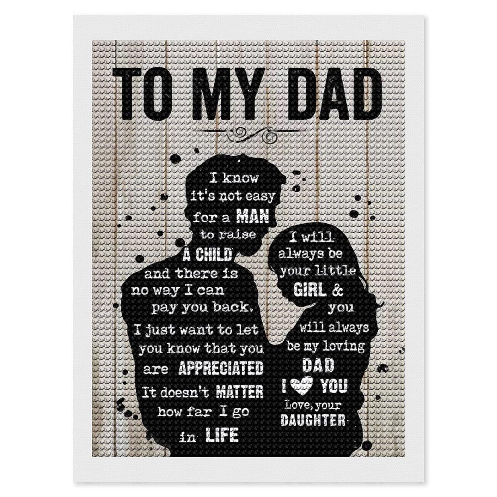 Junmoney to My Dad Gift for Dad Diamond Painting Canvas Set 12"x16", for Adults, Sparkling Round Gems, Thoughtful Handmade Gift, Modern Decor