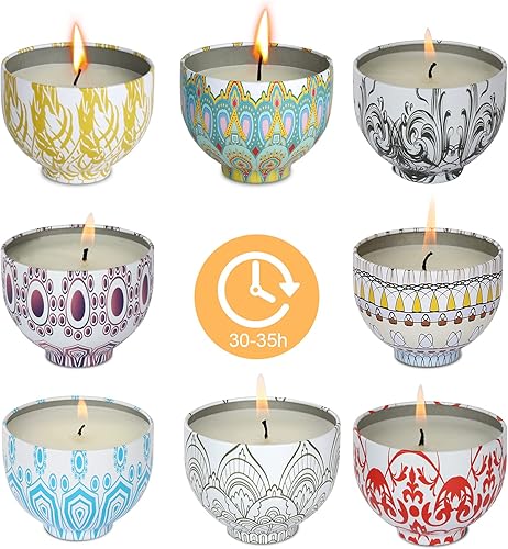 Miniatura 4 de Velas perfumadas, 8 paquetes de velas de loto y rosa de lavanda lila, velas fuertemente perfumadas, velas de cera de soja 100% natural, uso para