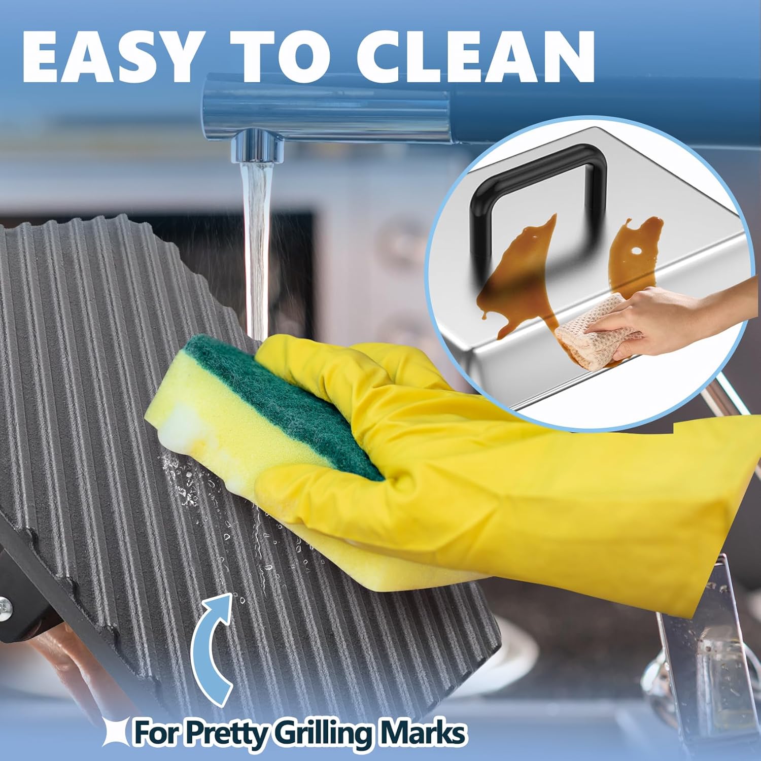 SafBbcue 14" Stainless Steel Rectangle Cheese Melting Domer Basting Cover & Cast Iron Rectangle Griddle Smash Burger Grill Weight Press for Blackstone, Pitboss, Camp Chef Flat Top Grills Accessories