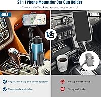 Vista 2 de Phone Holders for Your Car Cupholder, 2 in 1 Cell Phone Holder Mount with Cup Holder Expandable Base, 360 Degree Rotating Neck, Fits All 4-7