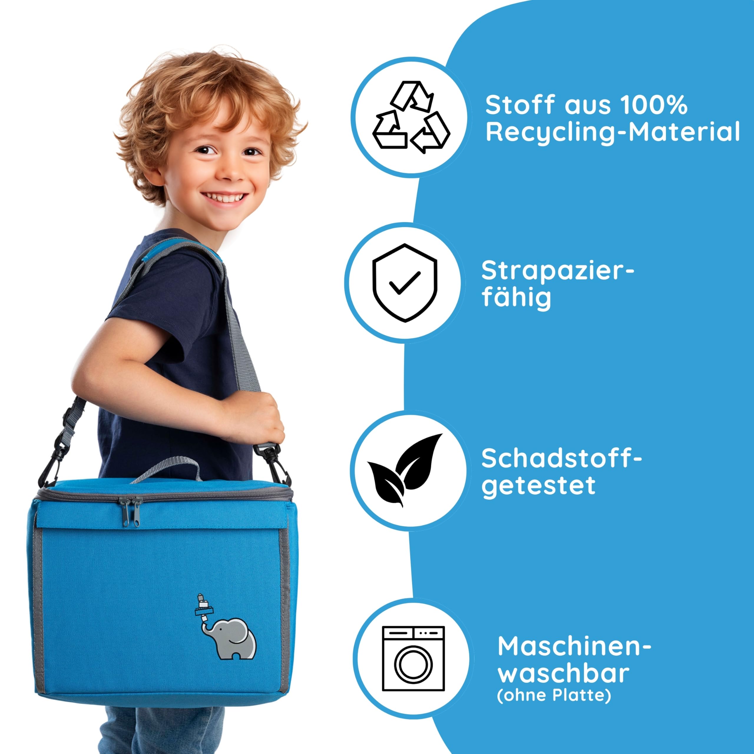 fantifant Baustein-Tasche XL ausklappbare Bauplatte meerblau