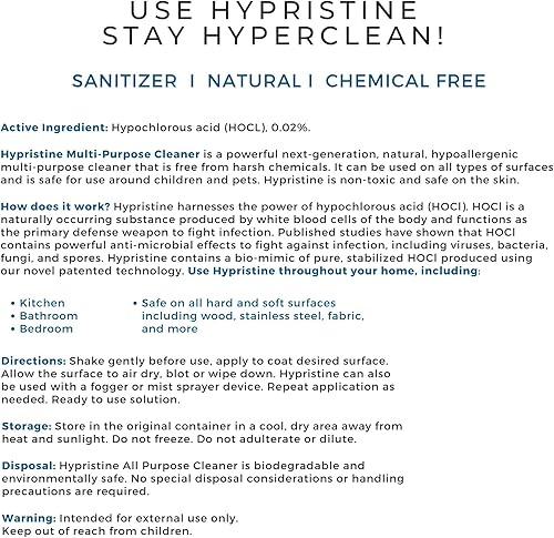 Miniatura 7 de Spray de ácido hipocloroso PURE, limpiador multiusos, vida útil superior, 0% blanqueador, 0% alcohol, seguro para contacto con alimentos, elimina