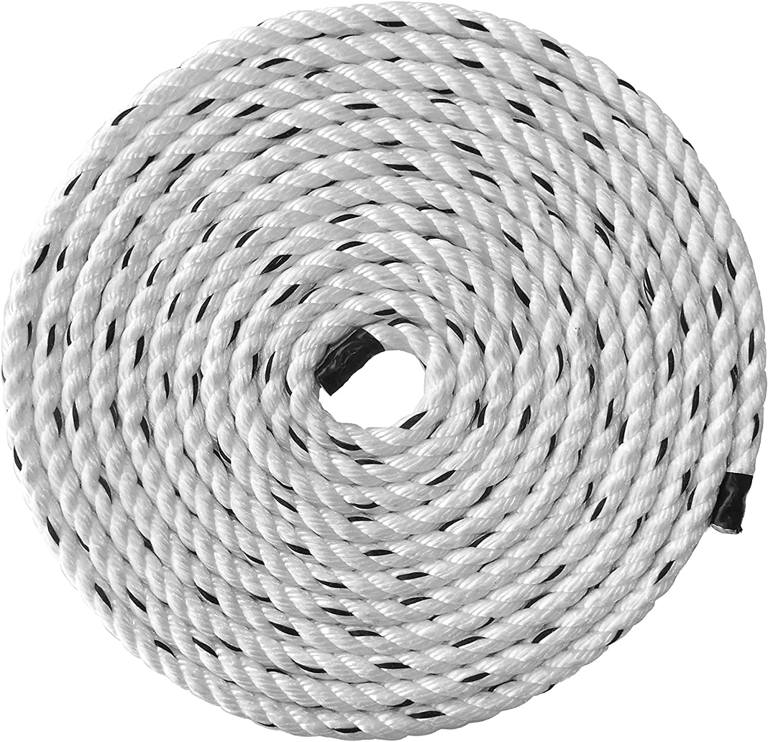 Poly Dacron Rope (5/8 inch) – Twisted 3 Strand Composite Line with Polypropylene Core - Marine, Arborist, Commercial (Black Tracer - 50 feet)