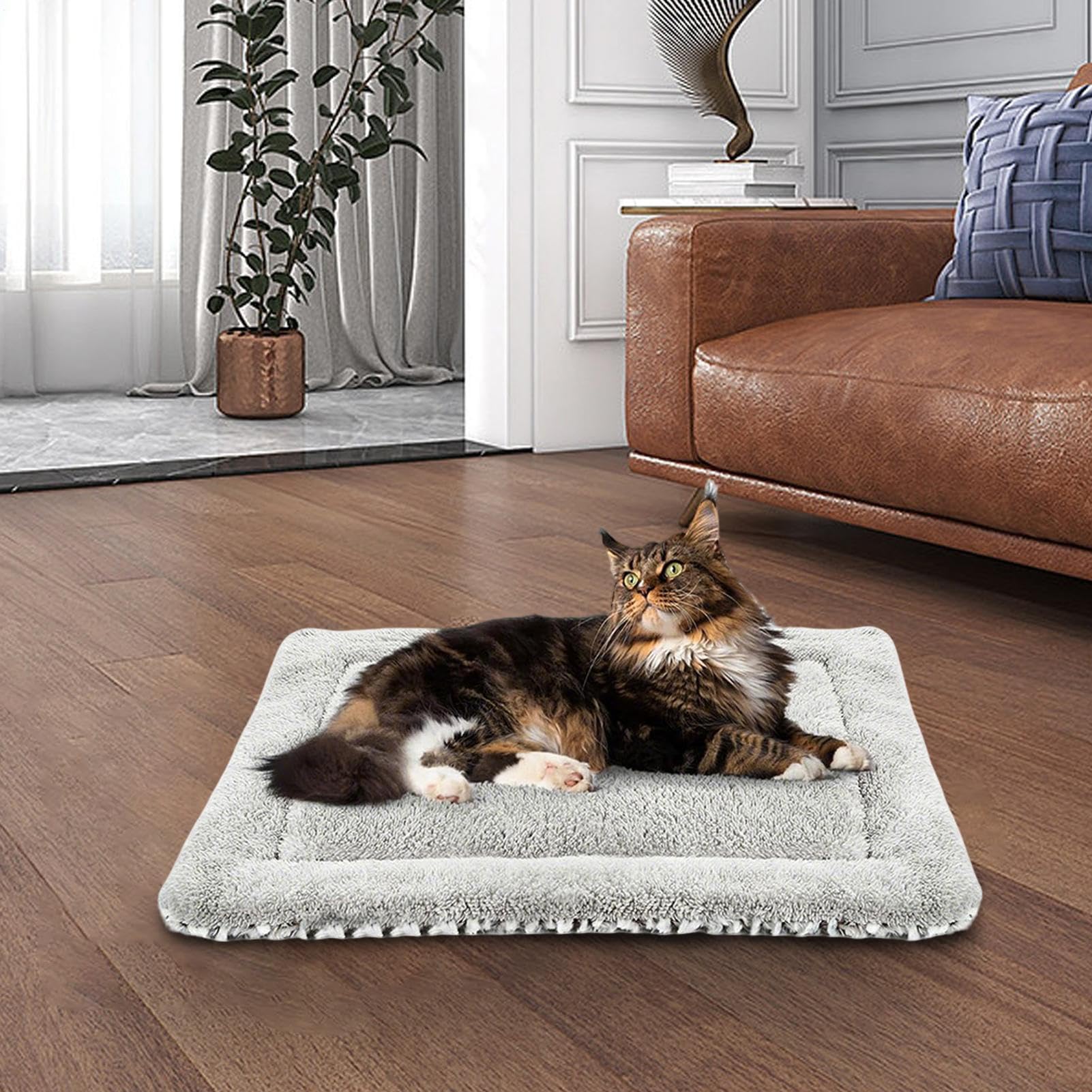 Self Warming Cat Mat, Double-Sided Pet Pad, Plush Heating Blanket with Soft, Cozy Bedding for Small Animals Medium Winter Outdoor Couch Bedside Corners Cage Home Use, 23.62x19.69x1.97 Inches