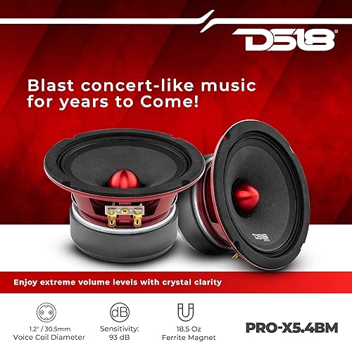 Miniatura 3 de Altavoz DS18 PRO de rango medio, cúpula en compresión de aluminio roja, altavoces de puerta de audio de alta calidad para auto o camión sistema de