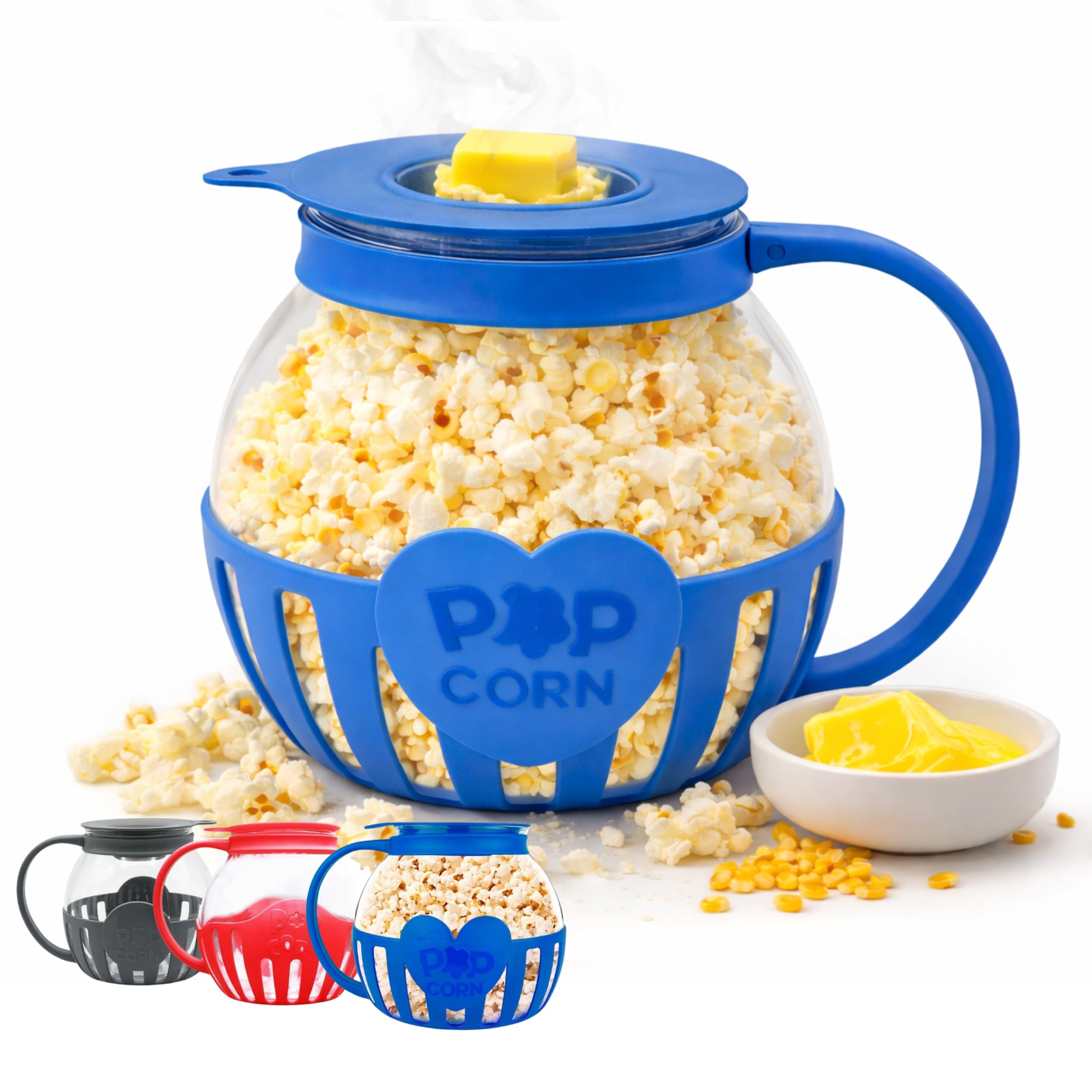 Netrox - Popcorn Maker für Mikrowelle – Glasbehälter, BPA-frei, spülmaschinengeeignet – Fettfreie Popcornmaschine für schnellen Snack, ideal für Filmabende - Maschine, Behälter