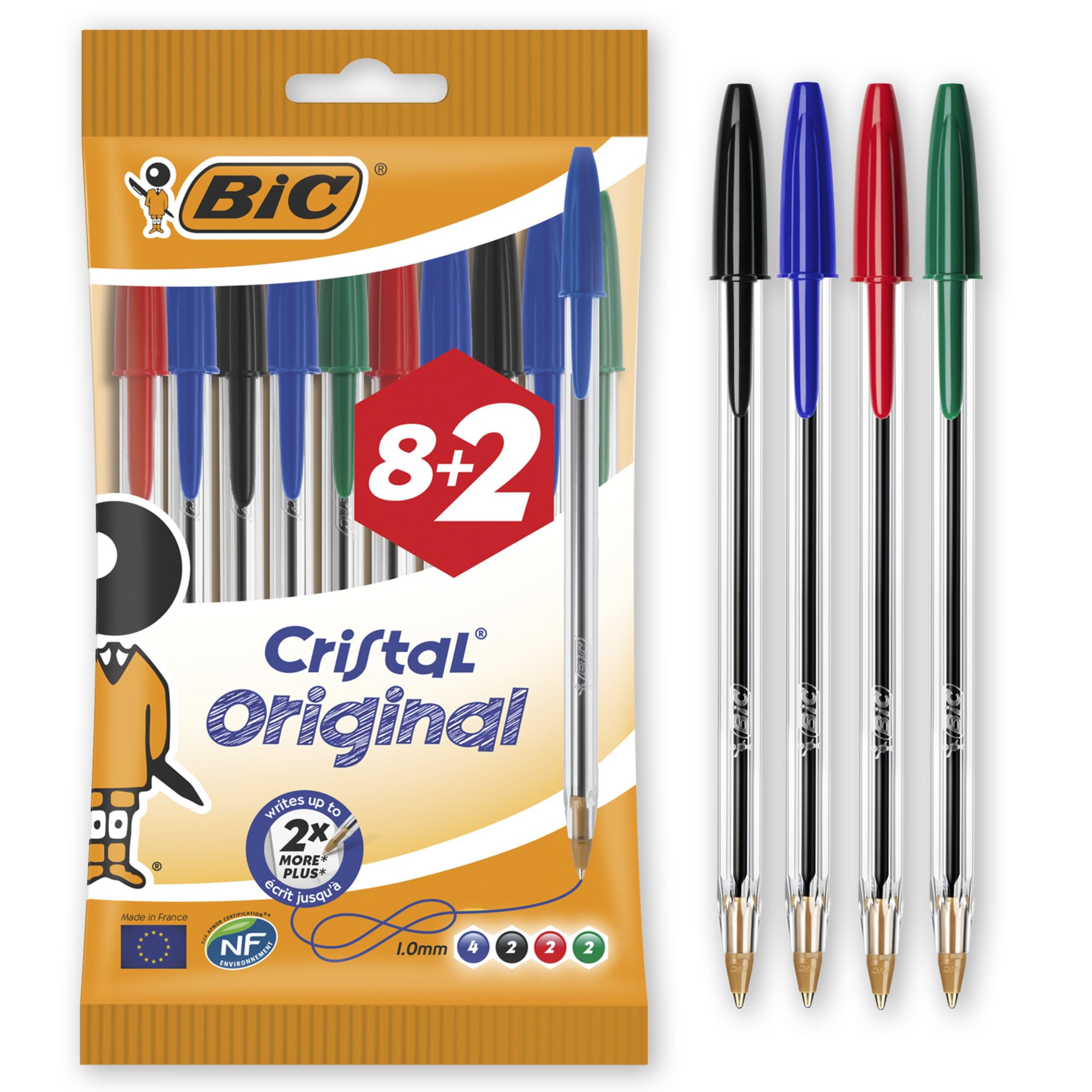 Original Ballpoint Pens Medium Point (1.0 Mm) - Assorted Colours, Pack Of 8+2