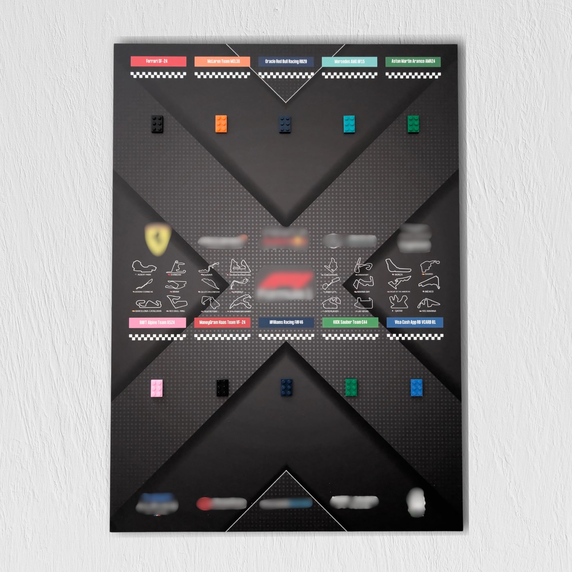 Display da incorniciare, 50 x 70 cm, per collezione LEGO F1 Speed Champions, supporto Forex 3 mm, decorazione da parete per collezionisti