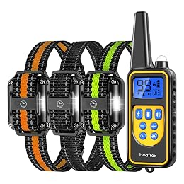 Heaflex Dog Shock Collar with Remote, Dog Training Electric Collar, Waterproof Rechargeable, 1640ft Dog Shock Collar with LED Light, Beep, Vibration, Shock for Medium/Large 3 Electronic Collars Dogs
