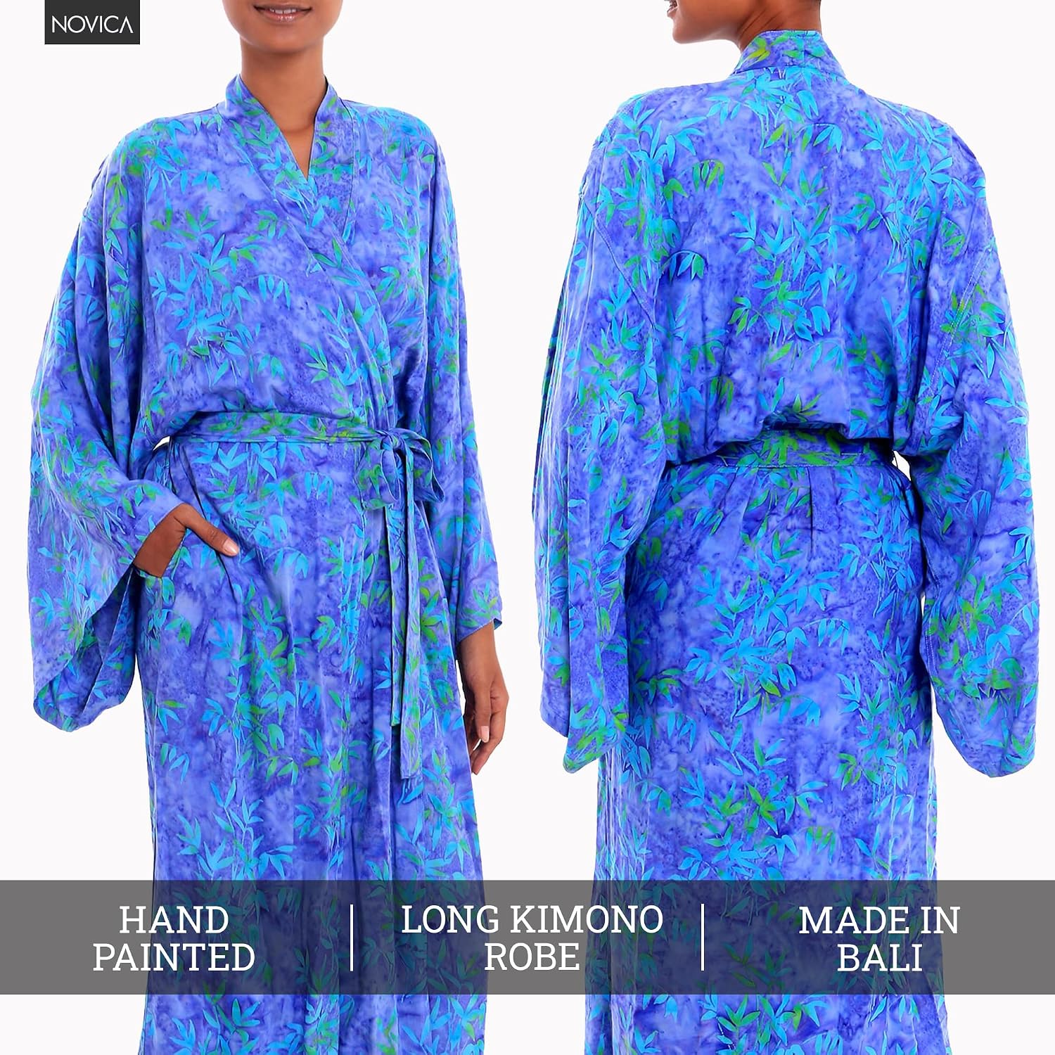 NOVICA Artisan Made Women's Handpainted Batik Patterned Robe from Indonesia