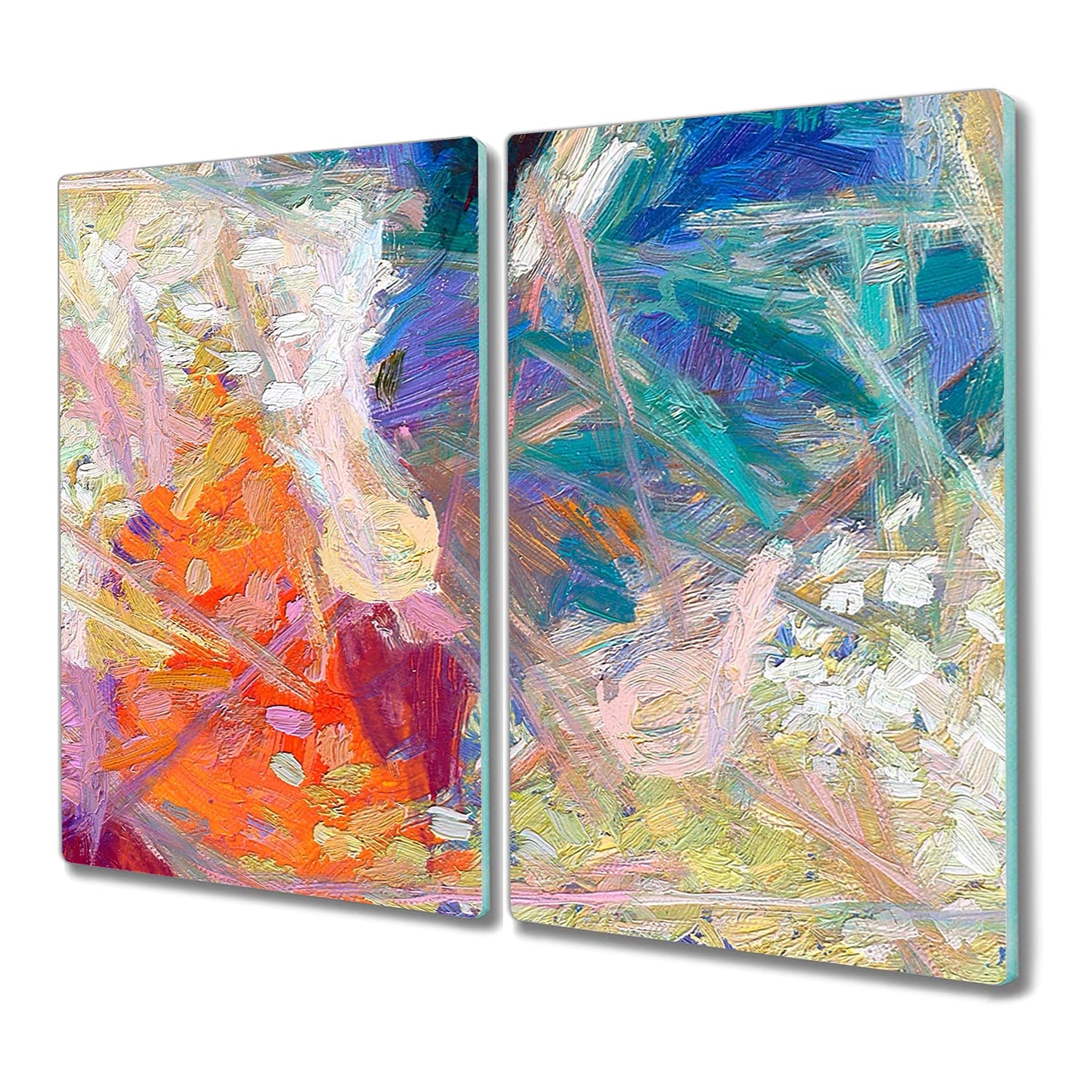 Planche à découper en verre 2x30x52 cm Coloray et protection plaque induction multicolore