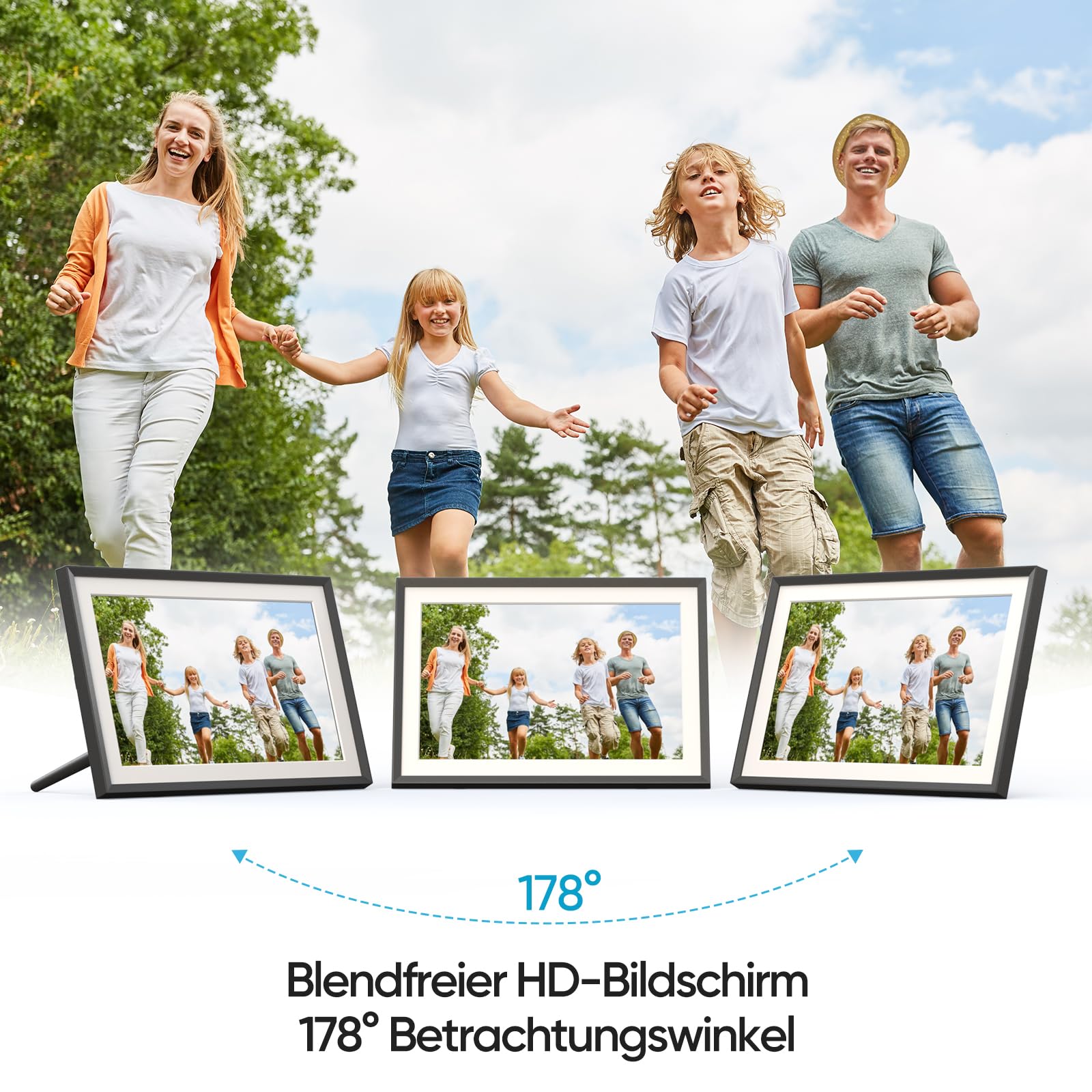 ARZOPA Digitaler Bilderrahmen WLAN 10,1 Zoll IPS Touchscreen mit 32GB Frameo Fernfreigabe