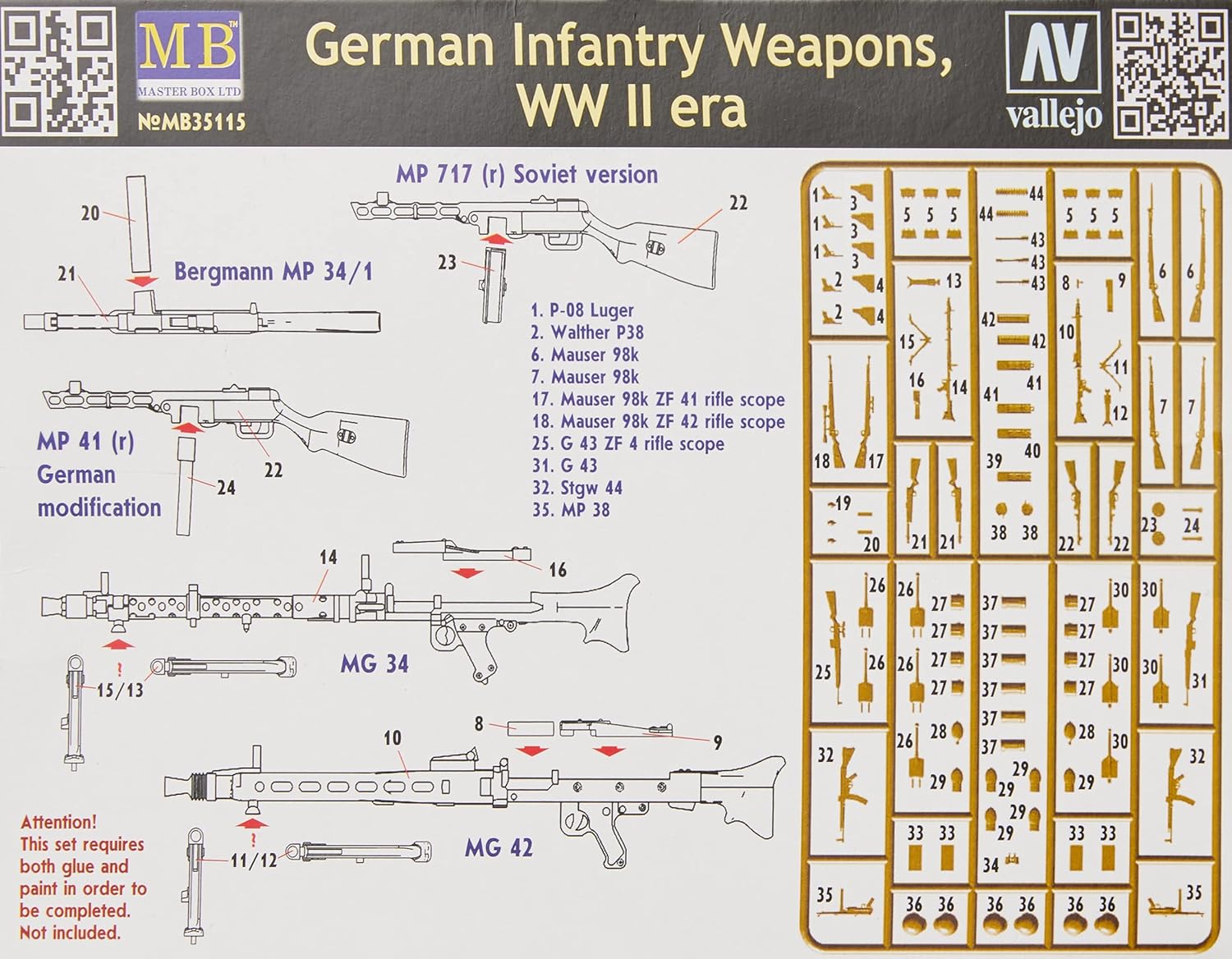 Master Box WWII German Infantry Weapons Figure Model Building Kits (1:35 Scale)