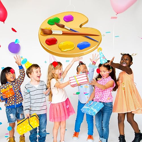 Miniatura 5 de Aoriher Paleta de arte, piñata para artista, piñata de cumpleaños, piñatas para fiesta de cumpleaños con palillo de piñata, confeti para niños,