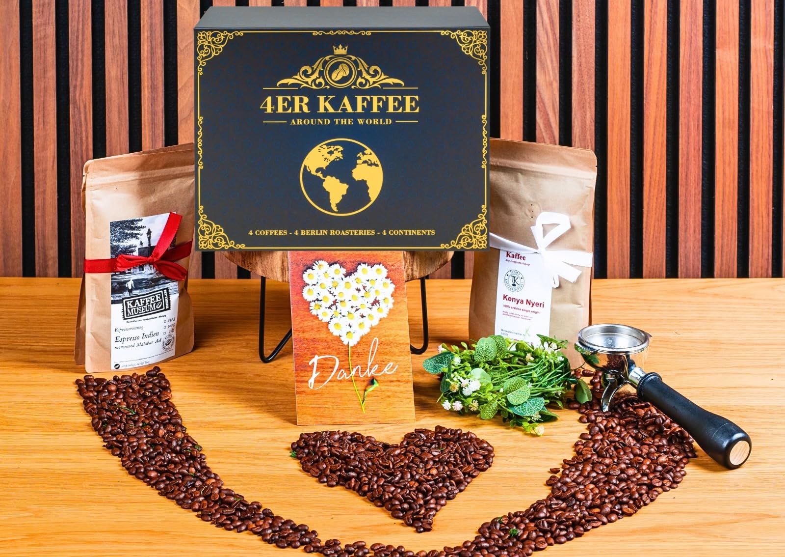 Kaffee Geschenk-Set 4 Berliner Kaffeeröstereien Around The World 4 Single Origin Kaffees 4 Kontinente Kaffeebohnen Probierset