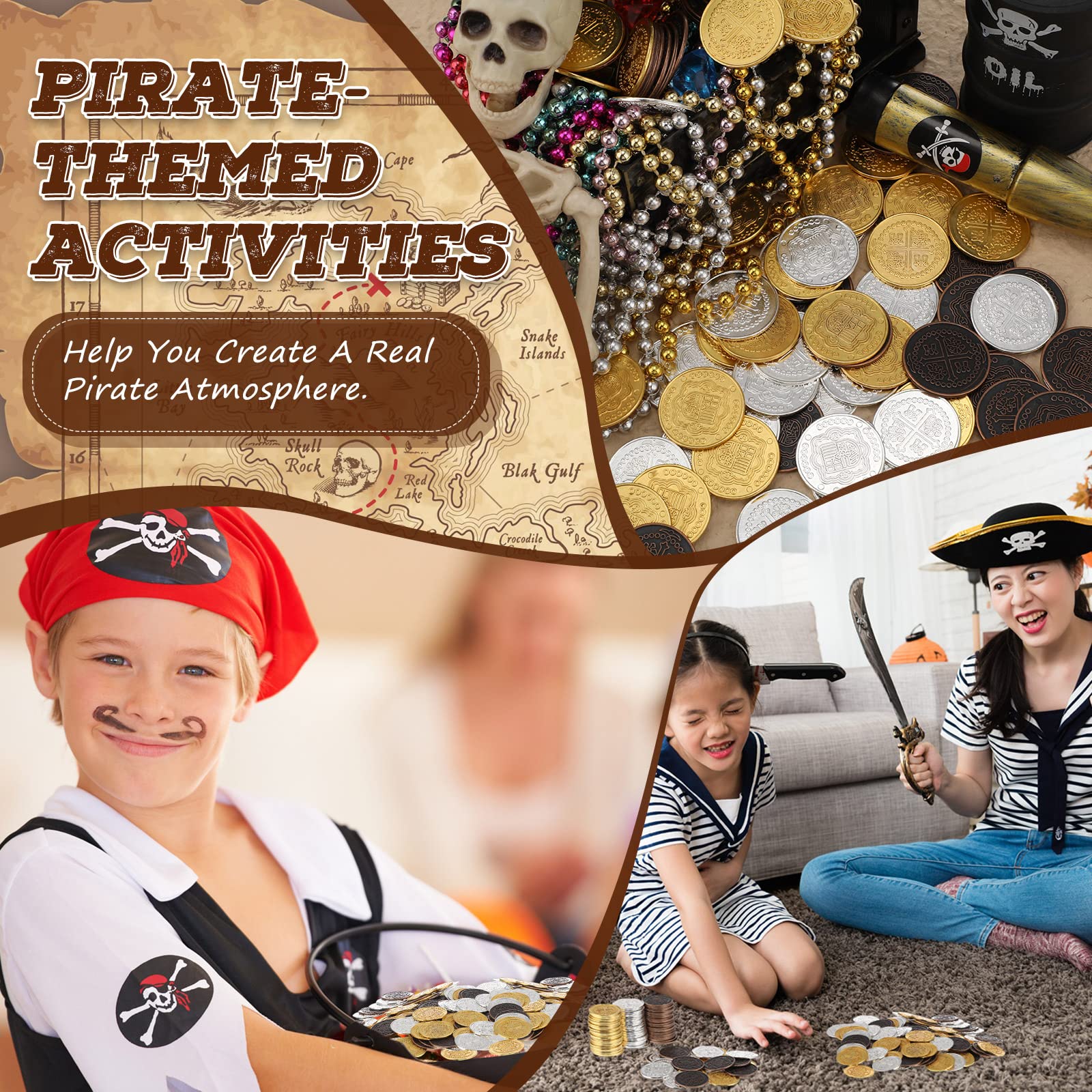 Snapklik.com : Hanaive 100 Pcs Metal Pirate Coins Treasure Chest ...