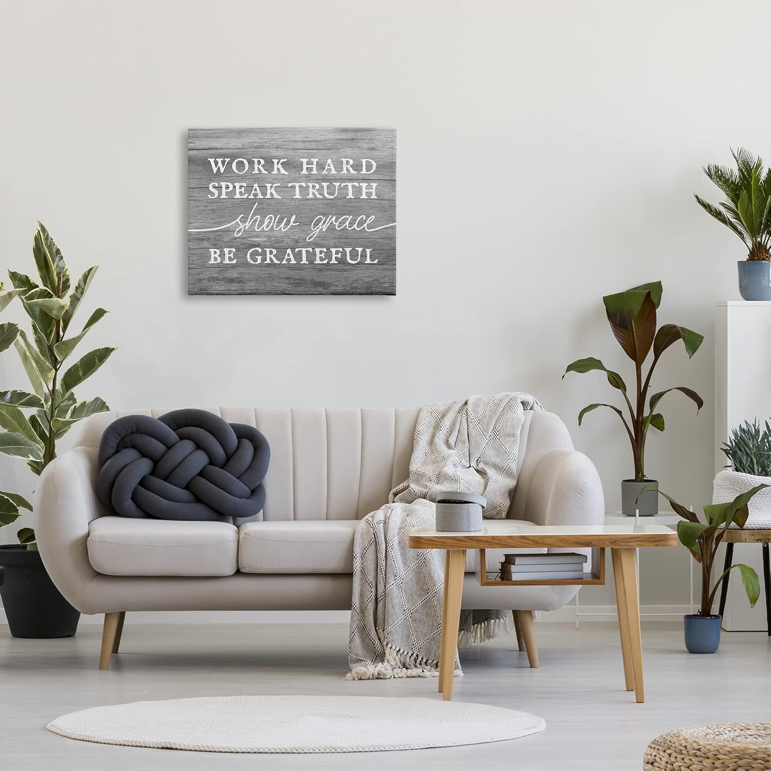 Stupell Industries Be Grateful Rustic Grain Pattern Motivational Phrase Canvas Wall Art, Design By Daphne Polselli