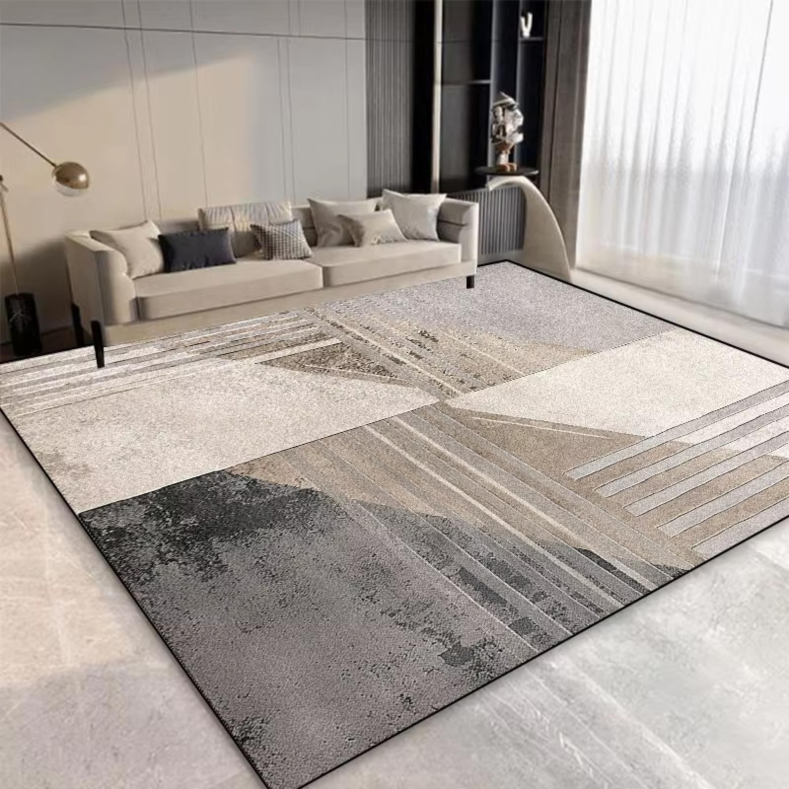 Tapis abstrait nordique 150x220cm grand format lavable pour salon et chambre