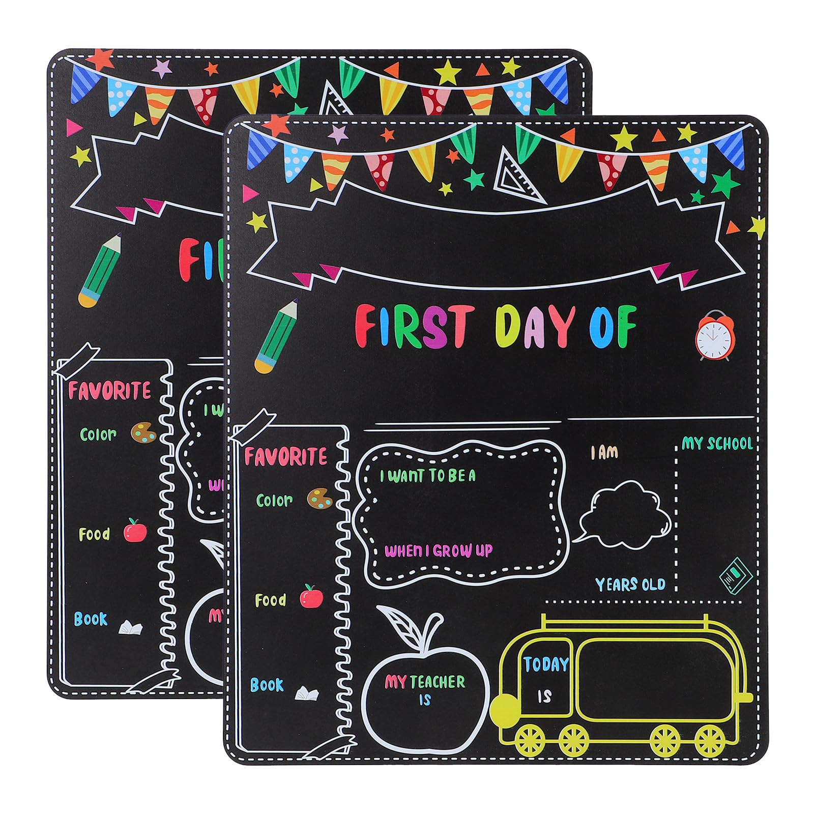WRITWAA First Day School Sign 2 Pack Mini Chalkboard