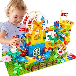 Marble Run for Kids,（253 PCS ） Marble Run Building Blocks Classic Big Blocks STEM Toy Bricks Set Kids Race Track Compatible with All Major Brands,Various Track Models for Boys Girls Toddler