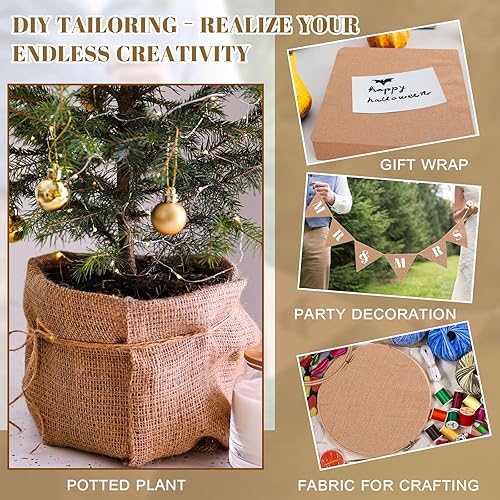 Miniatura 4 de Buryeah Rollo de tela de arpillera de 40 pulgadas de ancho x 150 pies para mantel de boda, corredores, alfombras, forro de arpillera natural