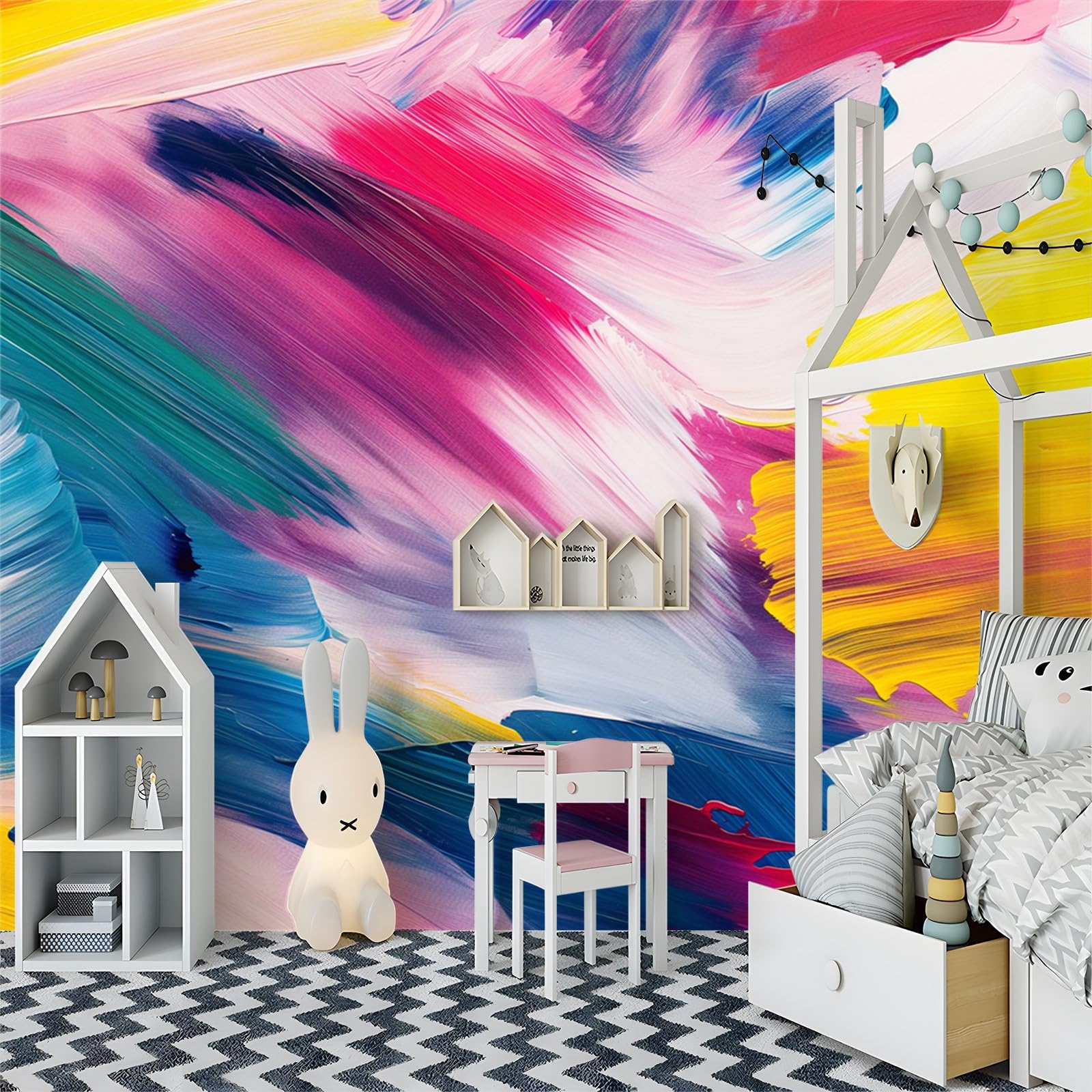 Fototapeta, abstrakcyjny obraz, kolor, graffiti, farba, włóknina, druk artystyczny, kolorowy mural ścienny, dekoracja, plakat, obraz, 300 x 210 cm (szer. x wys.), do salonu, sypialni i jadalni