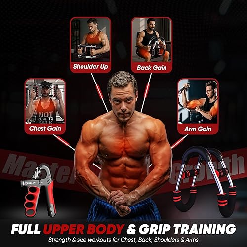 Miniatura 3 de LuxUltra Juego de entrenamiento de brazo Twister, barra giratoria ajustable de 40 a 130 libras para pecho y brazos, equipo de entrenamiento portátil