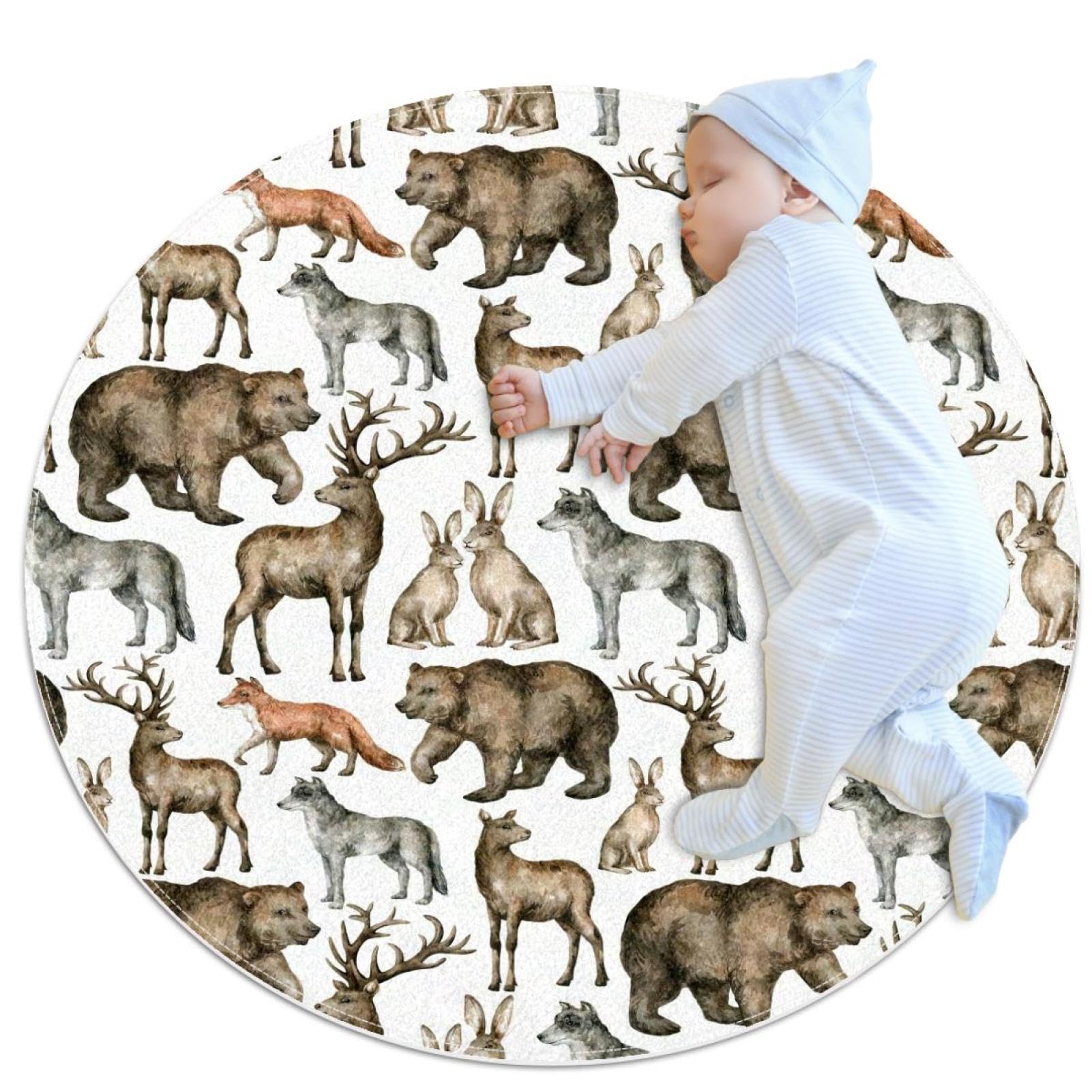 Tapis de salle de bain antidérapant animaux de la forêt pour chambre bébé et descente de lit