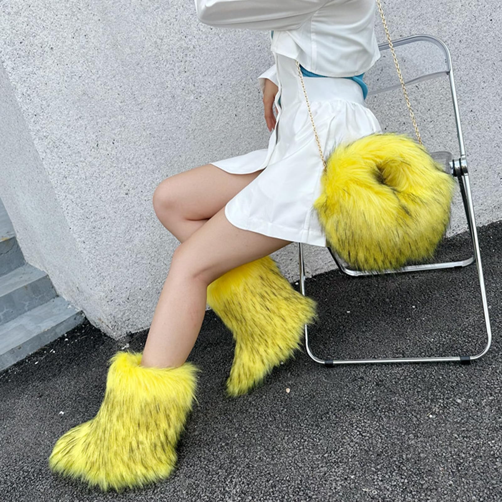 靴 Yello CROW FAUX FUR BOOTS YELLO CROW FAUX FUR BOOTS 24.5cm