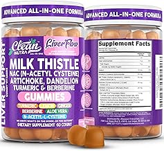 Clean Nutra Milk Thistle NAC Supplement N Acetyl Cysteine Artichoke Dandelion Root Turmeric Berberine Ginger Curcumin Gut Health Metabolism Detox & Cleanse 60 Gummies