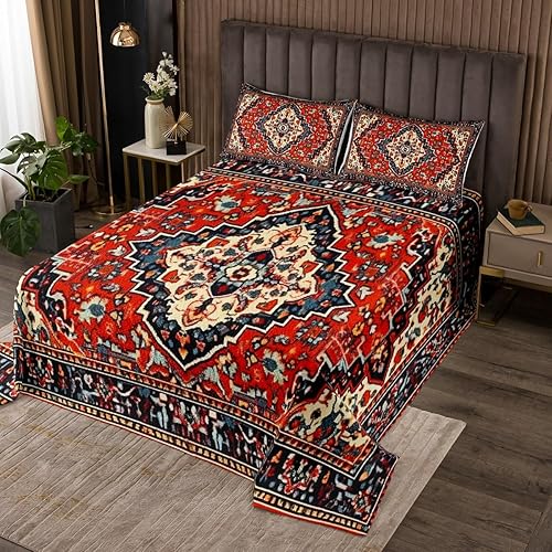 Erosebridal Juego de ropa de cama floral oriental, tamaño Queen, juego de colcha de flores vintage para adolescentes y adultos, juego de edredón de