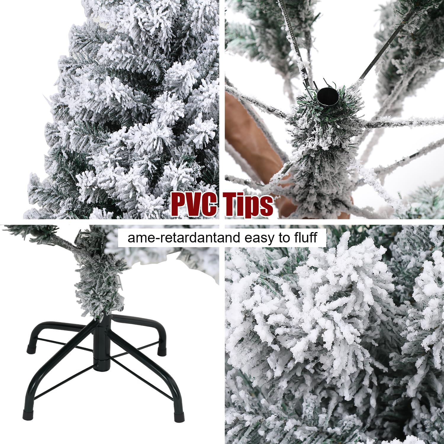 Jopassy Albero di Natale artificiale con neve, 150 cm, albero di Natale artificiale, 550 punte, montaggio rapido, sistema di schermatura pieghevole, resistente al fuoco, con supporto per albero di