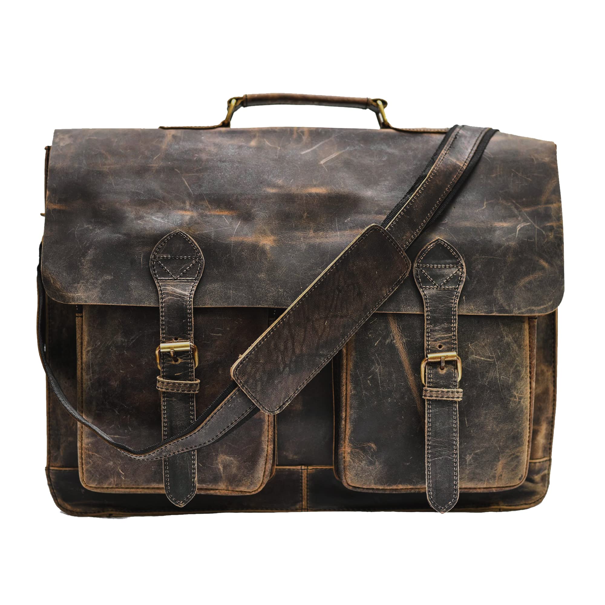 MaheTri Distressed Hunter Buffalo Leather Laptop Messenger Bag Office Briefcase Crossbody Travel Bag For Men And Women College Bag Office Laptop Bag 18" inch (B09MNBXY7F) Amazon Price History, Amazon Price Tracker