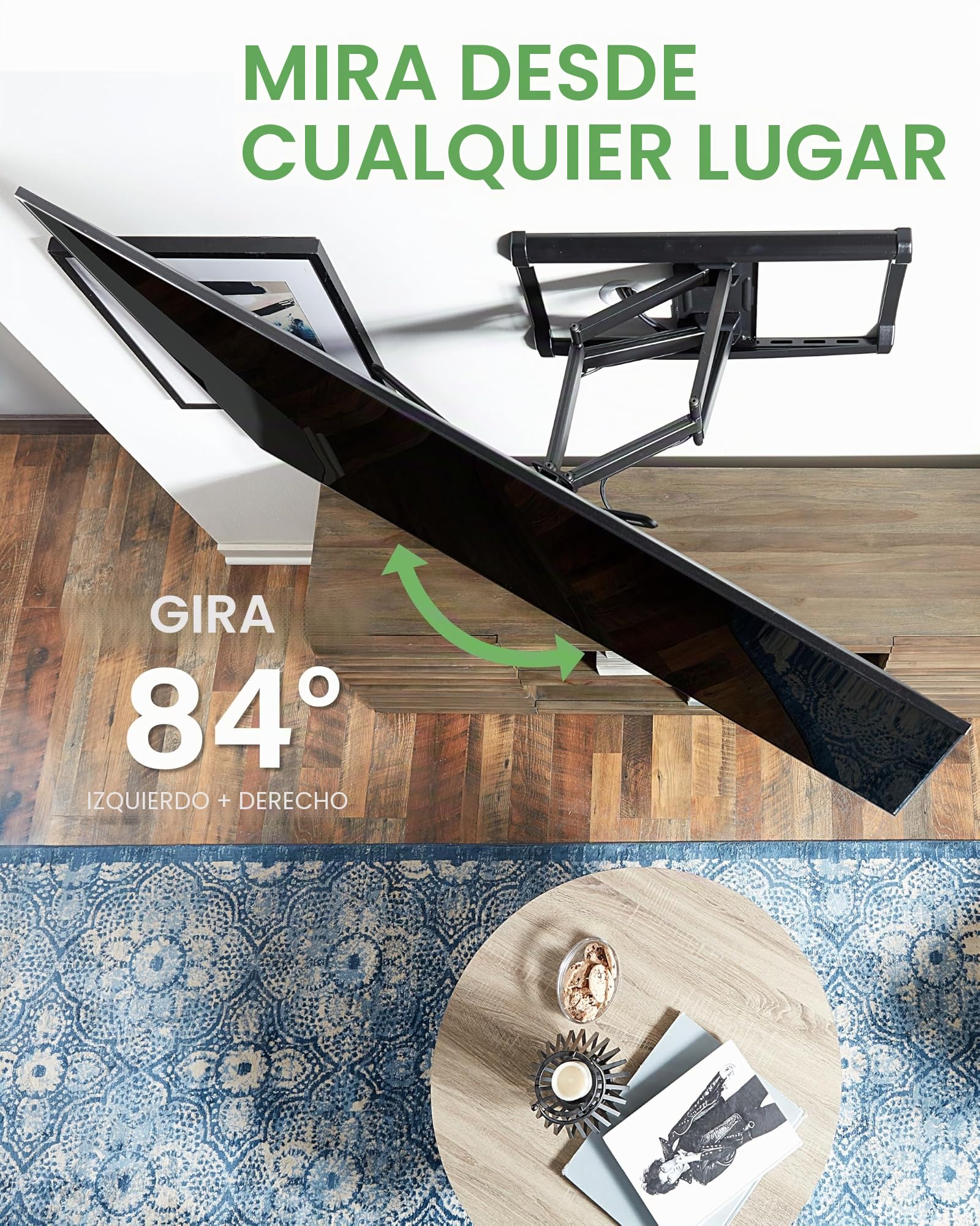 SANUS Soporte de Pared para TV de Movimiento Completo para televisores de hasta 90 Pulgadas, diseño Premium Que se extiende 24 Pulgadas con Giro e inclinación de la Punta del Dedo, fácil instalación