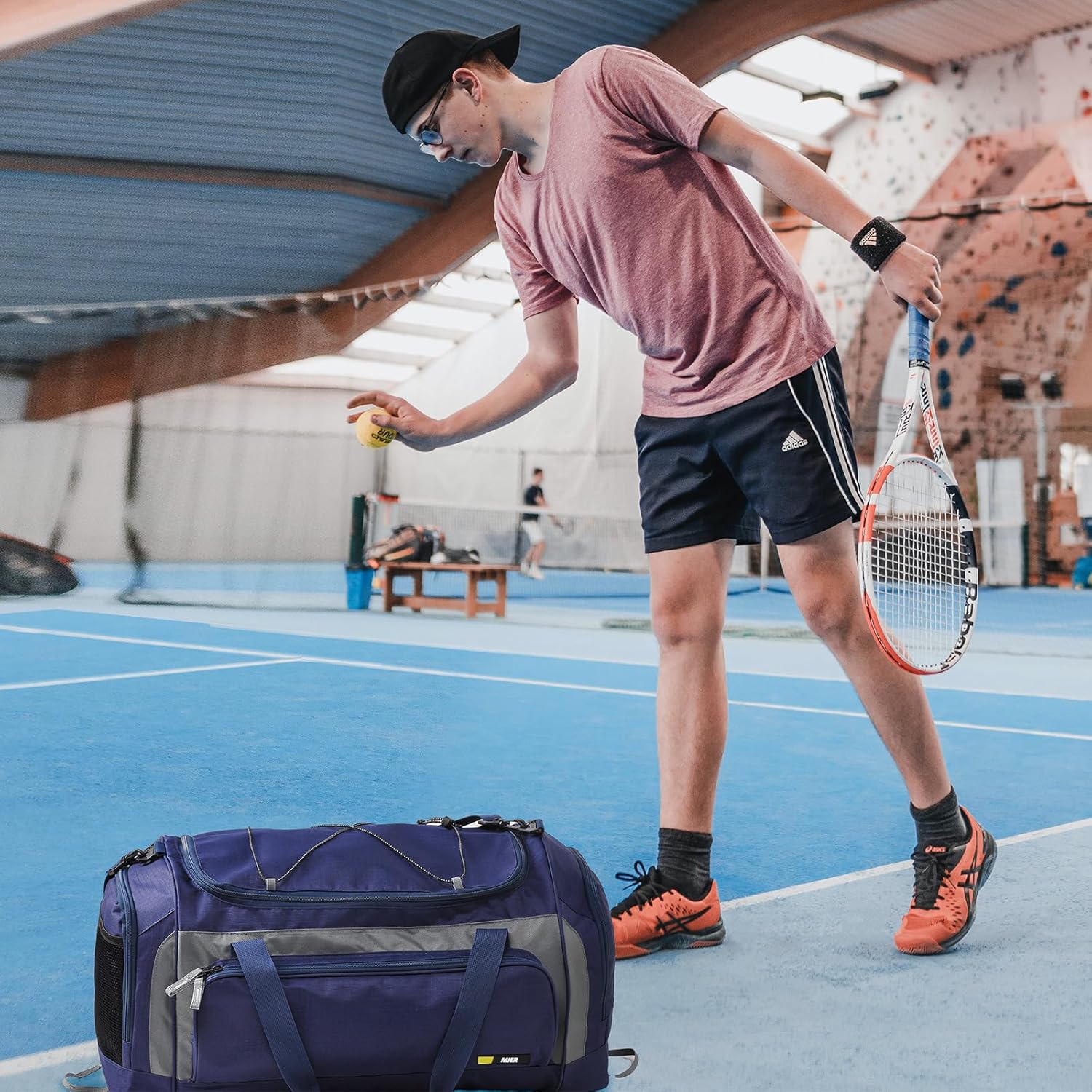 MIER Large Gym Bag for Men Sports Duffle Bag with Shoe Compartment 60L Lightweight Duffel Bags for Workout Fitness Travel, Blue - Image 6