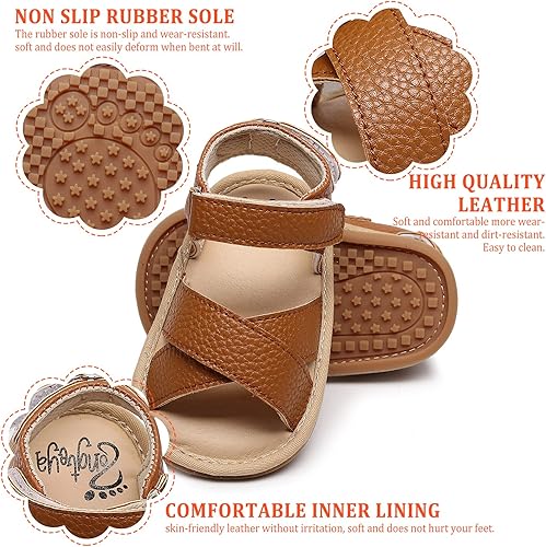 Miniatura 4 de HONGTEYA Sandalias para bebés y niñas de 0 a 24 meses, zapatos de verano para bebés, suela de goma antideslizante, zapatos de caminar para bebés